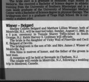 Marriage of Belgard / Wisner